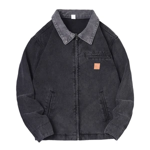 LEDUO High Quality Men's Vintage Casual Denim Jacket Custom Embroidered Logo Stone Wash Durable Stylish Workwear Reversible