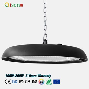 Warehouse Factory DOB Gymnasium Aluminum Housing Lumileds For Industrial 100 150 200 Watt Ufo High Bay Light IP65 3-Year