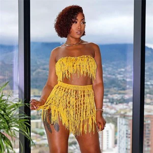 2023 Beach Cover up Crochet Soft Beach Outfits Bikini Cover up Swimwear Cover Ups Tassels Beachwear See Through Holiday Outfits
