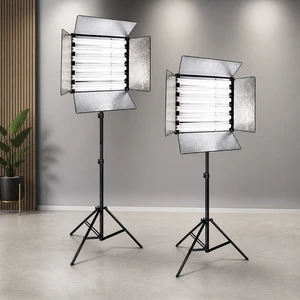 GET TECH SOLUTION 4 Bank Cool Light 5600K Portable Studio Video Light with 300W AC Power 110/220V 10kg Lightweight Design