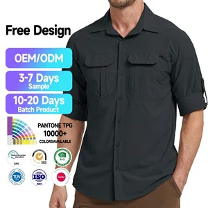 Factory Custom Sublimation Printed Animal Print Breathable Sun Protection Casual Hiking Shirt Men's Spandex/Polyester Fishing