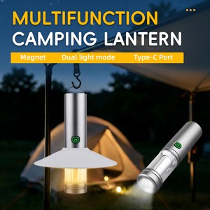 Outdoor Portable LED Camping Flashlight Strong Magnetic Tail Hook Rechargeable Lithium Battery IP44 Rated Dual Color Temperature