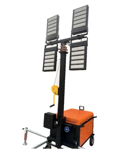 Portable Telescopic Led Flood Lighting Tower Trailer Mobile 4/6/9/12/15 Meters Outdoor Crane Light Tower With Diesel Generator