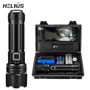 Helius 3000-lumen Ultra-Bright Long-Range Tactical Flashlight Rechargeable High-Power LED Lantern XHP70 Patrol and Fishing Torch