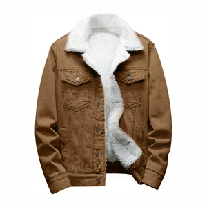Men's Button Blue Winter Clothing Denim Jacket with Fur Style Coat Custom Denim Jeans and Jackets Sets for Men jacket for men