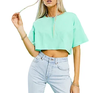 New Arrival Plus Size Autumn Solid Color Pure Cotton Women's Crop Top T-shirt Latest Style 230GSM Breathable Quick Dry
