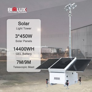 Off-Grid IP65 White Mobile Solar Lighting Tower & LED Trailer-Outdoor Flood Lights for Construction Rental & Mining Sites