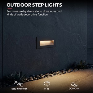 Litecent Professional 24V DC IP65 Aluminum Waterproof CRI 80 Dimmable 3000K/4000K/5000K Garden Lights Outdoor Wall Lamps Step