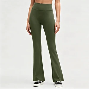 Antibacterial Bamboo Cotton Flare Yoga Pants Women High Waist Flare Leggings Breathable Activewear Pants