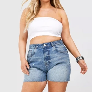 Wholesale Custom Women Plus Size Breathable Denim Shorts Hot Anti-Wrinkle Quick Dry Eco-Friendly Cotton Fabric Regular Fit