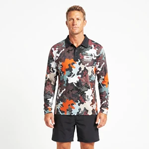 Custom Printed Multi-Color Camo Long Sleeve Plus Size Waterproof Fishing Polo Shirt 100% Polyester UPF 50+ Sun Protection Quick
