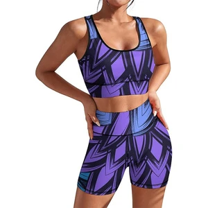 Professional Yoga Sets for Women Summer Gymwear Suit Moisture Wicking Yoga Sets Tummy Control Low MOQ Workout Outfit 2PCS