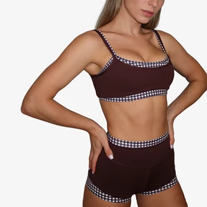 OEM Custom High-Impact Two-Layer Sports Bras: Quick-Dry Checkered Gym Yoga Workout Fitness Sports Bras for Women
