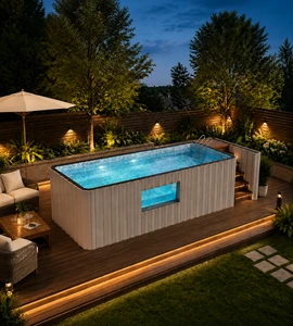 Luxury Fiberglass Swimming Pool with Acrylic Window Prefab Modular Above Ground Backyard Outdoor Pool for Villa Garden