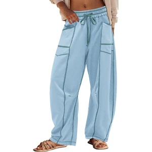 Winter Streetwear Baggie Ladies Trousers 100% Cotton Wide Leg Fashionable Women's Trouser for Adults Private Label