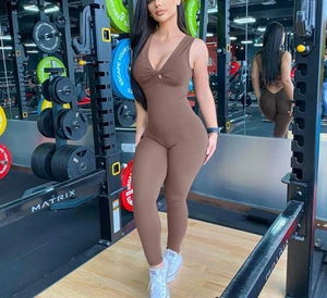 Backless Women'S Gym Clothes Running Training Jumpsuits Tight Leggings Yoga Pants Gymnastics Solid Color Sportswear