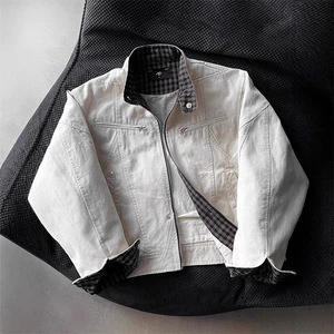 Denim Jacket Men's Spring and Autumn Washable Brand Baseball Suit with Vertical Collar American Style Overalls Jacket
