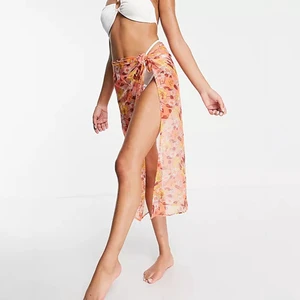 100% Recycled Polyester Coverups Girls Summer Beach Wear Sarongs Beachwear Pareo Floral Printed