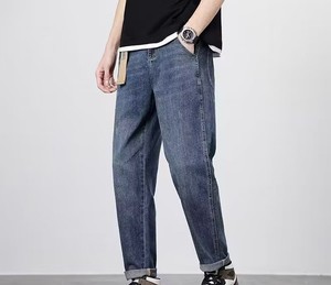 2025 New High Quality Single Button Plain Dyed Fashionable Casual Men's Jeans Wholesale Plus Size Jeans
