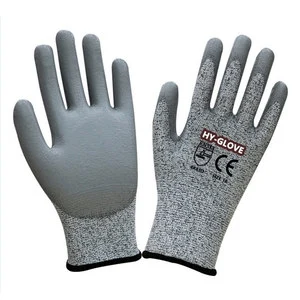 EN388 4X43D Glass Handling Construction Anticut 7 HPPE PU Coated Anti Cut Gloves Level 5 Cut Resistant Gloves Guante Anticorte