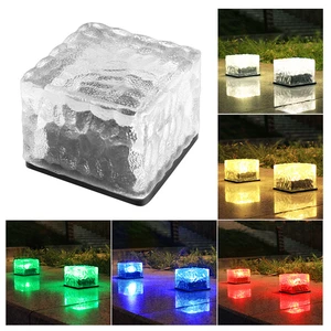 New Outdoor Solar Lamp Waterproof Courtyard Landscape Decoration Ice Brick Lamp Glass Floor Tile Square Buried Lamp Garden Light
