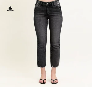 Custom Women's High Waist Skinny Denim Pants Washed Elastic Bodycon Pants Breathable Slim Fit Cropped Casual Plus Size Jeans
