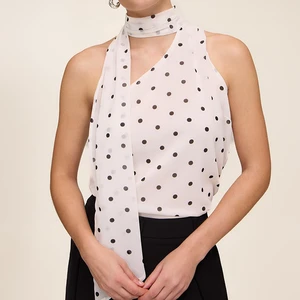 Custom Wholesale Design Women Polka Dot Printing One Off Shoulder Tank Top With A Ribbon Vest Camisole Tank Top Cami Tops