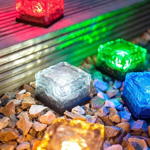 Garden In-ground Frosted Glass Ice Cube Solar Path Light 4 LED Bigger Solar Brick Light for Garden Courtyard Lawn Pathway Patio