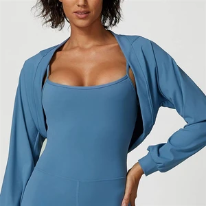 Gym Yoga Tops Long Sleeves Wraps Outdoor Fall French Shawl Lightweight Soft Comfortable 4 Way Stretch Elastic Fitness Yoga Top