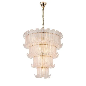 Handmade Glass Hanging Lamps Foyer Staircase Multi-layer Luxurious Chandelier Light