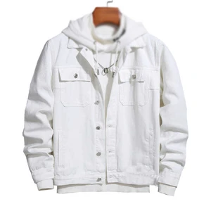 Fashion Denim Jacket For Men Jeans Two Piece Set Autumn Slim Fit Matching Sets Casual Streetwear Winter Fleece Lining Jacket