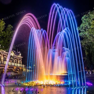 Musical Dancing Fountain Custom Design Stainless Steel Commercial Outdoor Round Pool Garden Water Feature System