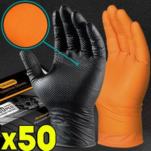 Heavy Duty Nitrile Gloves 8Mil Extra Thick Mechanic Home Garden Disposable Glove with Textured Grip Antislip Safety Work Gloves
