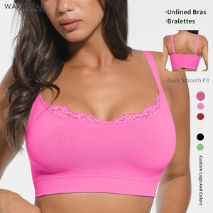 Hexin Wholesale In Stock Lace Everyday Comfort Bra Seamless Wire Free Deep Cup Hides Back Fat Bra Shapewear Bra For Women