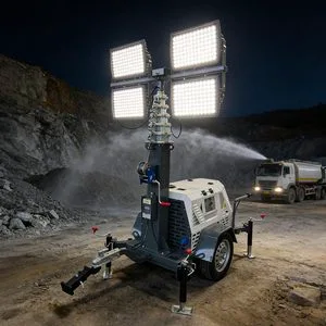 Free Shipping Portable Solar Light Tower With Integrated Solar Panels and LED Lamps Portable Solar Light Tower