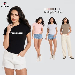 Ladies Soft T-shirts Sexy Fitted Blank Shirt For Woman Slim Fit Summer Casual Round Neck Custom Logo Women Tee T-shirts