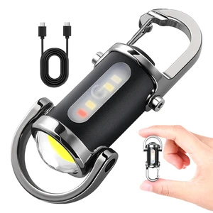 Rechargeable Keychain Flashlights 800 Lumens EDC Mini COB Work Light Flashlights for Cmaping