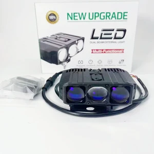 LED Grille Light Natural White 12V New External Aluminum Grille Spotlight 3 Lens Fog Work Light IP68 Waterproof 10000 Lumens