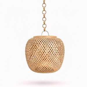Handmade Bamboo Woven Pendant Lantern Hanging Light Eco Friendly Natural Rattan Chandelier Lamp For Home Restaurant Hotel Decors