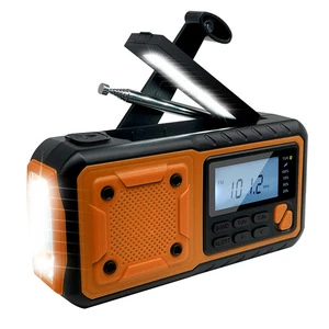 Hand Crank Weather Radio FM AM Powerful Lighting Phone Charger SOS Alarm Rechargeable Portable Solar Emergency Radio