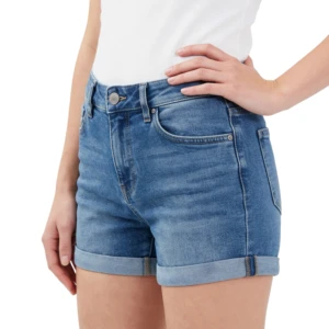 XUCHANG OEM Custom Logo High Quality High Waist 100% Cotton Wash Rolled Cuff Hem Jorts Manufacturer Women Denim Jeans Shorts