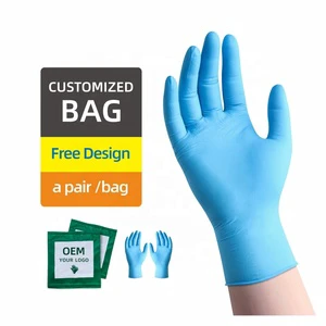 For 510K Custom Manufacture Wholesale Safety Protective Examination Powder Free Blue Disposable Medical Nitrile Gloves 5MIL