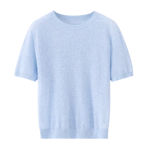 Women Other Solid Thin Regular Sleeve Knit Pullover Crew Neck Soft Breathable Casual Tops