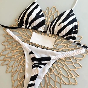 Europe and the United States New Sexy Gathering Braid Bikini Separate Swimsuit Brazil Beach Swimsuit
