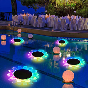 Solar-powered Floating Pool Lights LED Remote-controlled Pond Fountain Light for Courtyard Landscape Sunflower Decoration Light