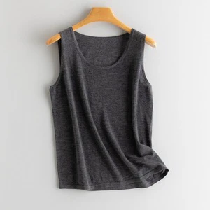 Wholesale Women's Cashmere Sleeveless Vest Sweater 100% Cashmere 80s Ultra-Thin Knit Tank Top OEM Custom