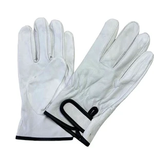Genuine Goatskin Leather Work Gloves for Drivers and Cyclists Labor Protection Safety Gloves with Adjustable Cuffs No Lining