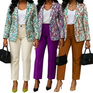 S-3XL Customization Large-size Fashion Women's Suit Set Office Dress Code Worsted Two Pieces Pants Set Blazer Suits Button
