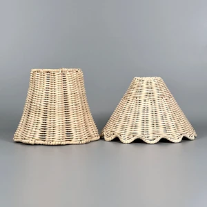 Modern Natural Bamboo Weaving Eco-Friendly Lampshade Light Covers Rechargeable LED Desk Lamp for Indoor Restaurant Living Room