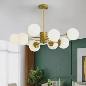Nordic Glass Adjustable Height LED Pendant Light Dimmable 3-Year Warranty Black 360 Beam Angle Middle Size Living Room Dining